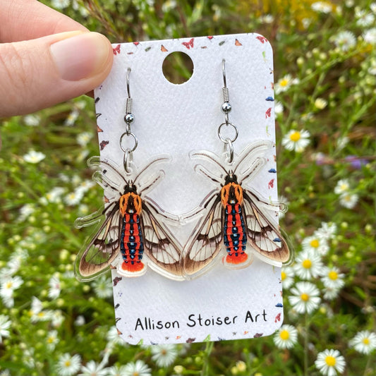 Acrylic Tiger Moth Earrings