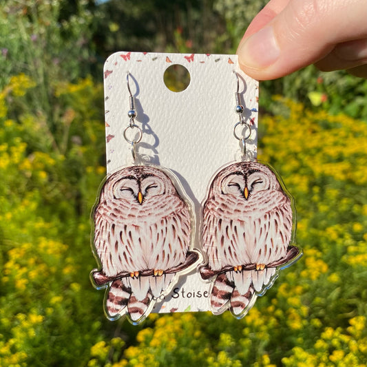 Acrylic Barred Owl Earrings