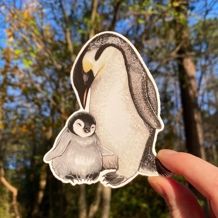 Emperor Penguin and Chick Weatherproof Vinyl Sticker