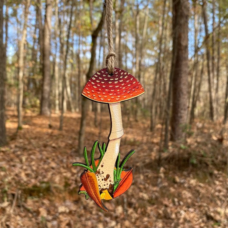 Tall Red Amanita Hand-painted Ornament