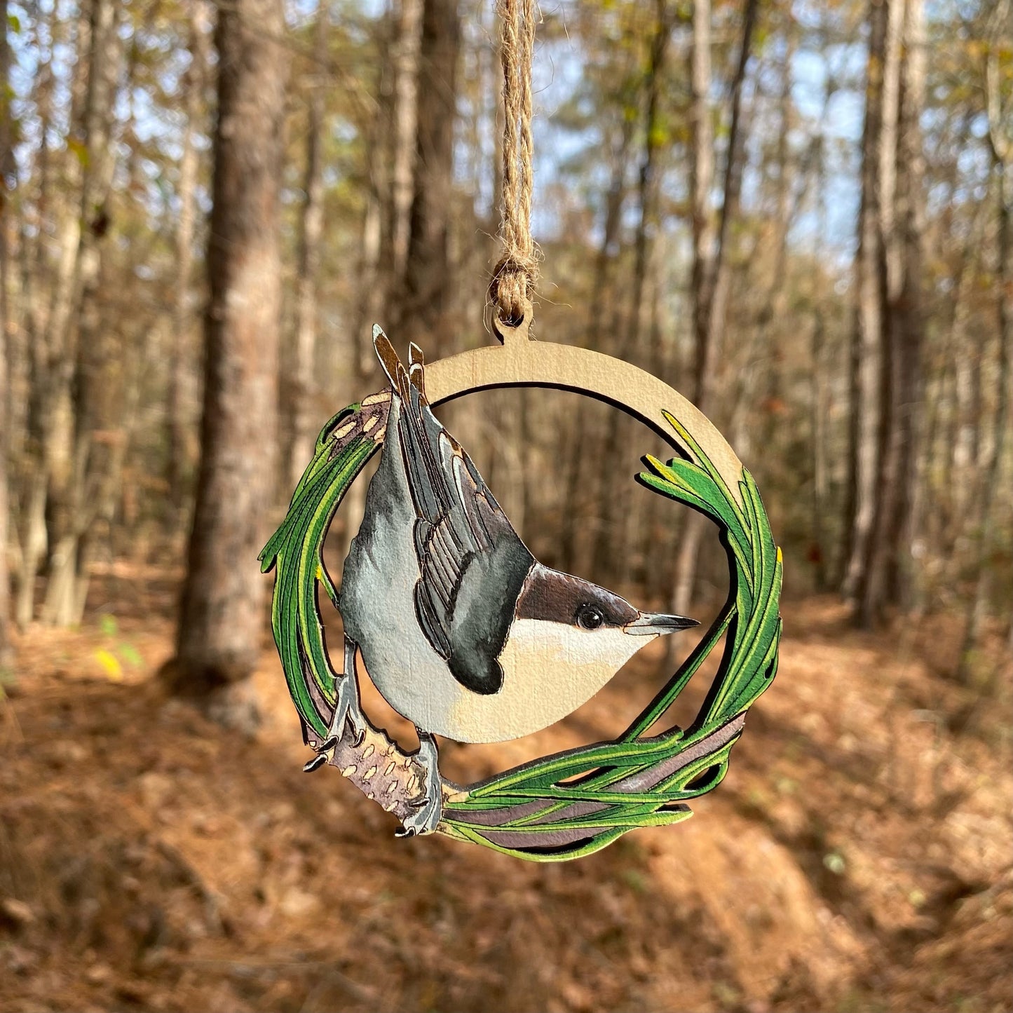 Brown-Headed Nuthatch Hand-Painted Ornament