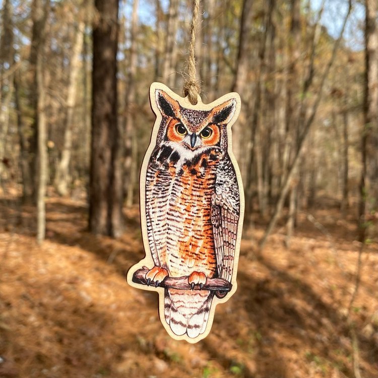 Great Horned Owl Wood Print Ornament