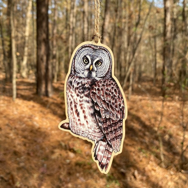 Great Gray Owl Wood Print Ornament