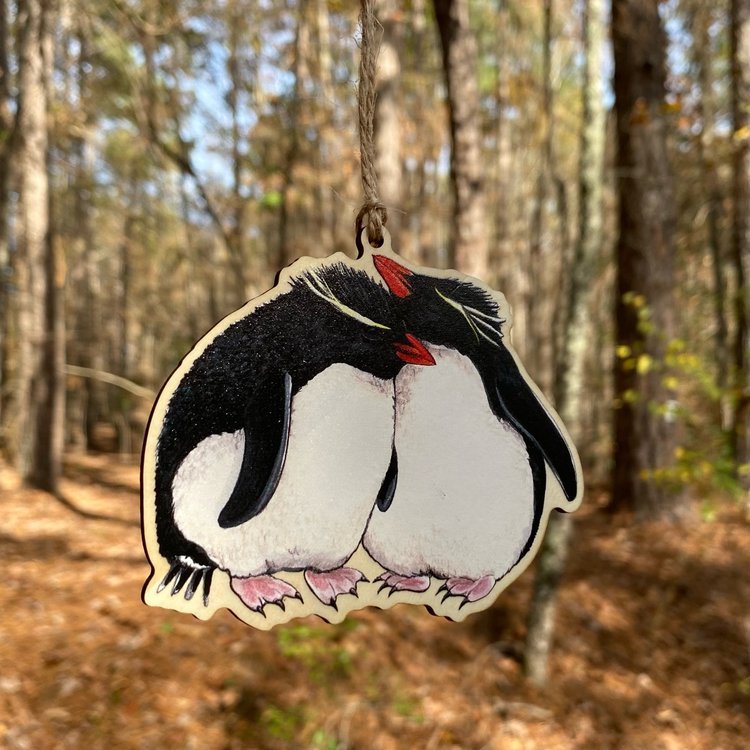 Rockhopper Penguins Wood Print Ornament