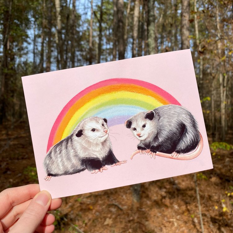 Rainbow Happy and Randall Postcard