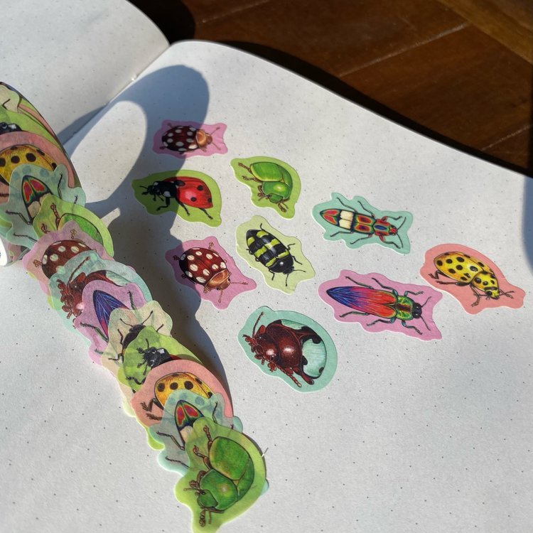 Colorful Beetles Overlap Sticker Washi Tape