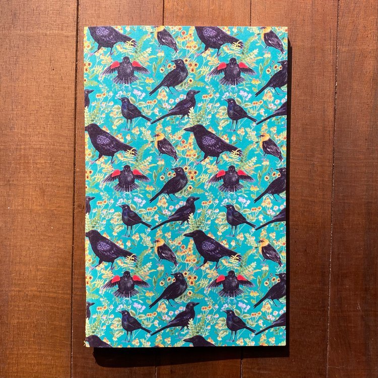 Blackbirds and Wildflowers Handmade 5" x 8" Journal (Dotted)