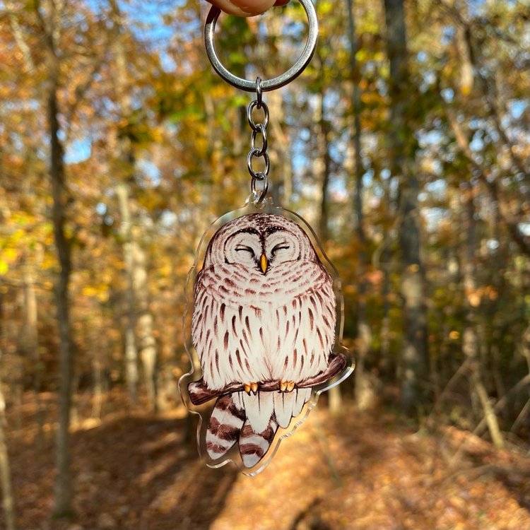 Cozy Barred Owl Keychain